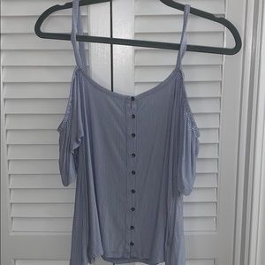 American Eagle Striped Off the Shoulder Tank Top
